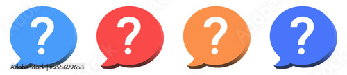 3d question mark icon button in speech bubble. faq sign, customer support and support sign or ask and help signs with red question icon symbol - ask bubbles 3d icons - frequently asked questions signs