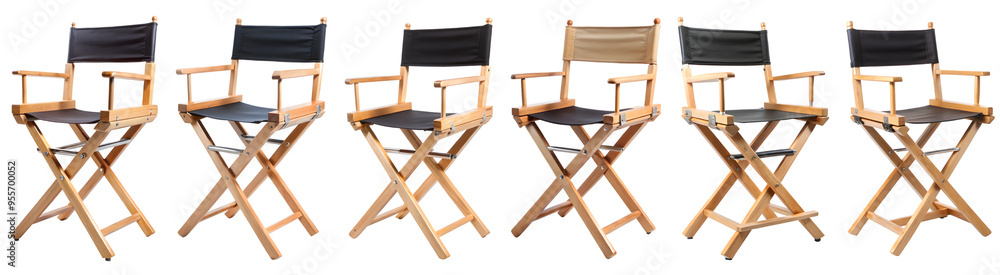 Set of Director chair isolated on transparent background Set of Director chair isolated on transparent background