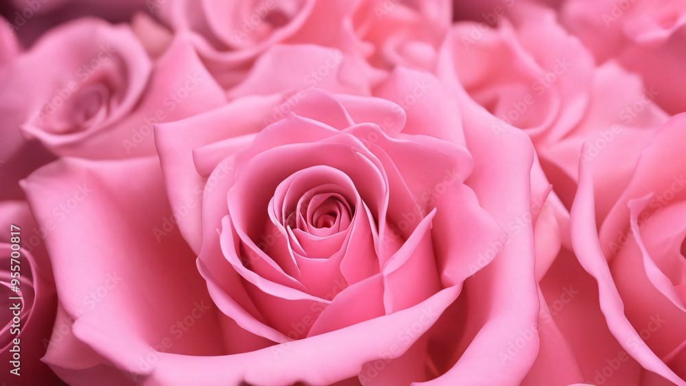 Floral background with pink roses top view. Beautiful pink rose close up. Macro rose on the table. Pink rose with petals. Panorama. Banner. Space for text and design Floral background with pink roses top view. Beautiful pink rose close up. Macro rose on the table. Pink rose with petals. Panorama. Banner. Space for text and design