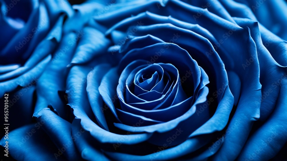 Floral background with blue roses top view. Beautiful blue rose closeup. Macro rose on the table. Blue rose on a dark background. Panorama. Banner. Space for text and design Floral background with blue roses top view. Beautiful blue rose closeup. Macro rose on the table. Blue rose on a dark background. Panorama. Banner. Space for text and design