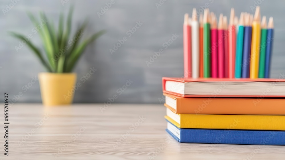 Early morning classroom setup with books and supplies, Monday morning, educational preparation Early morning classroom setup with books and supplies, Monday morning, educational preparation