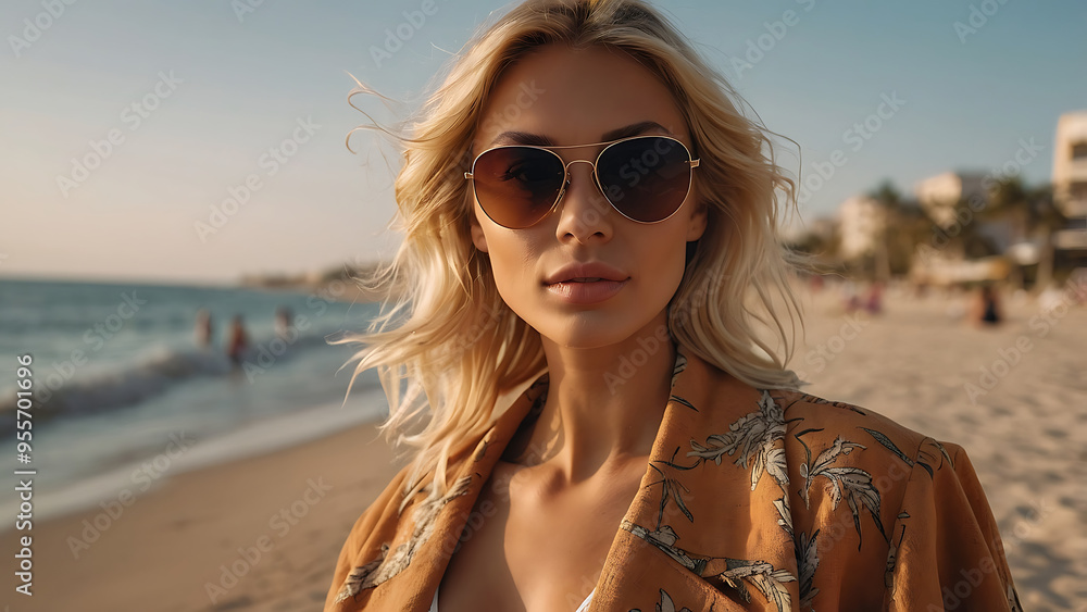 beautiful stylish young woman walking the streets of a busy urban city beautiful stylish young woman walking the streets of a busy urban city