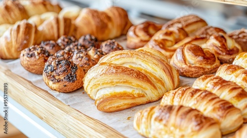 Wallpaper Mural Freshly baked pastries in a bakery display, Monday morning, delicious start to the day Torontodigital.ca