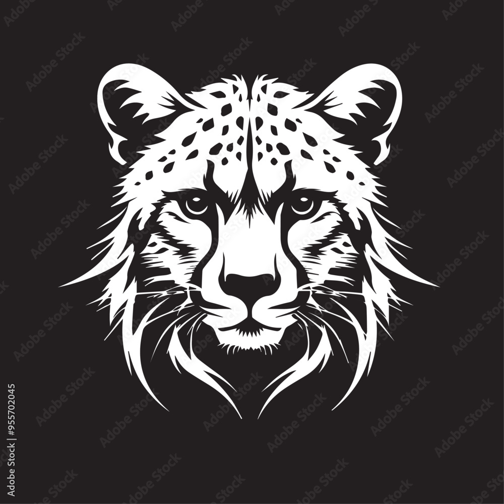 Obraz premium Cheetah in cartoon, doodle style . Image for t-shirt, web, mobile apps and ui. Isolated 2d vector illustration in logo, icon, sketch style, Eps 10, black and white. AI Generative