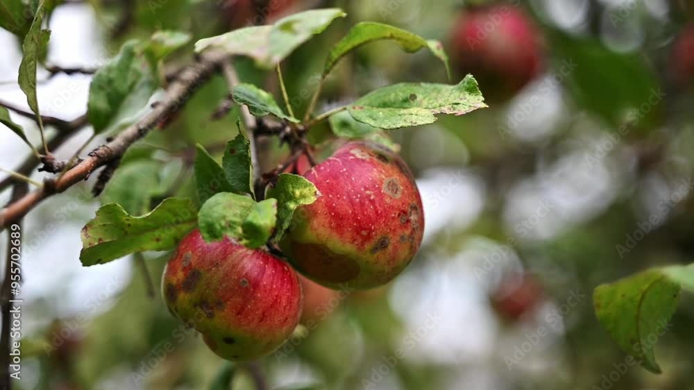 organic apples on the tree