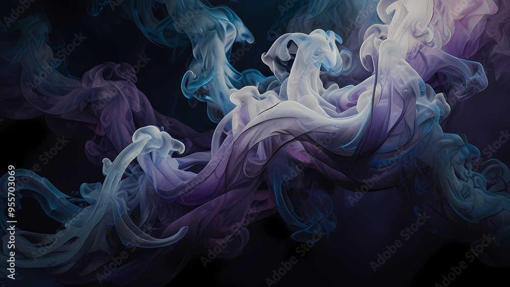 Obraz premium Whirling smoke patterns intertwining in a dance of light and dark tones