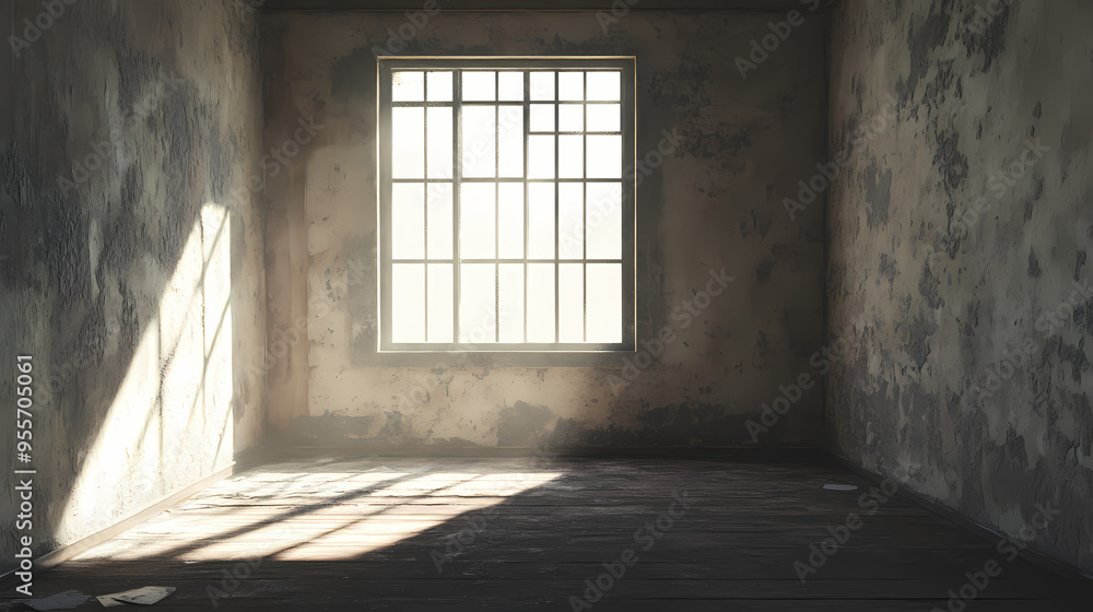 Empty abandoned room with no furniture, created with generative ai technology. Abandoned. Illustration Empty abandoned room with no furniture, created with generative ai technology. Abandoned. Illustration