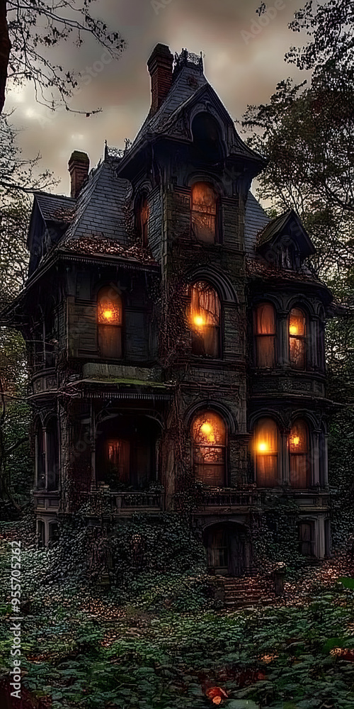 Creepy old mansion with flickering lights Creepy old mansion with flickering lights