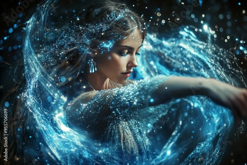 Astrological art  captivating aquarius   the water bearer of the zodiac collection