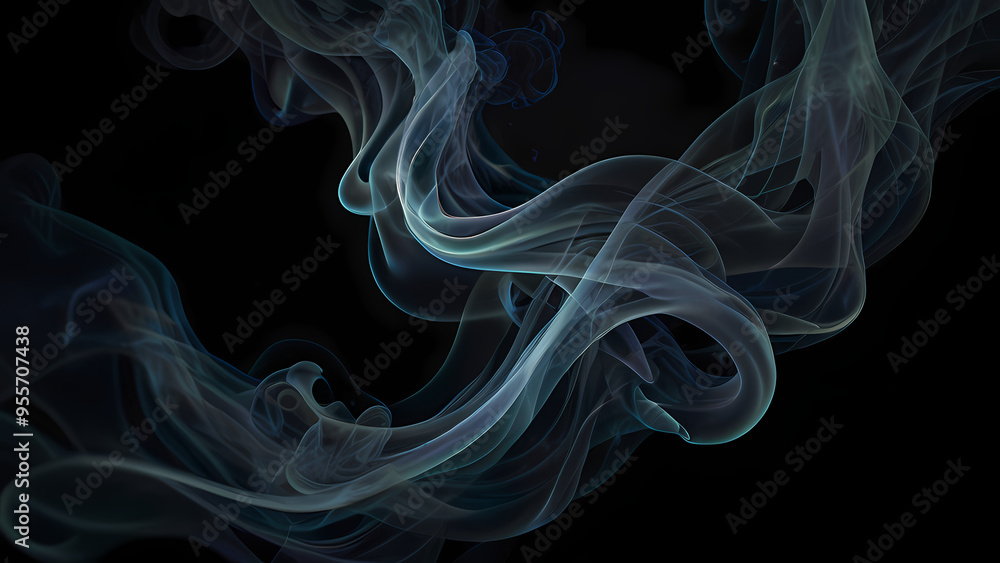 Abstract smoke wisps flowing gracefully across a dark background, creating an ethereal and mystical atmosphere Abstract smoke wisps flowing gracefully across a dark background, creating an ethereal and mystical atmosphere