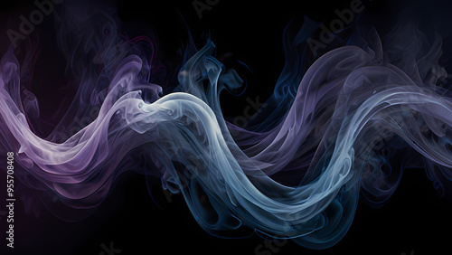 Whirling smoke patterns intertwining in a dance of light and dark tones