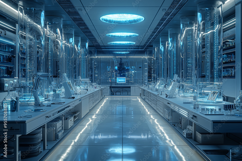 A high-tech laboratory with advanced equipment for scientific experiments, illustrating research and technological progress. Concept of scientific research and industrial technology. A high-tech laboratory with advanced equipment for scientific experiments, illustrating research and technological progress. Concept of scientific research and industrial technology.