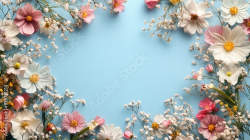 floral greeting card, embrace the beauty of nature with this greeting card frame mockup adorned with delicate flowers symbolizing love, happiness, and new beginnings