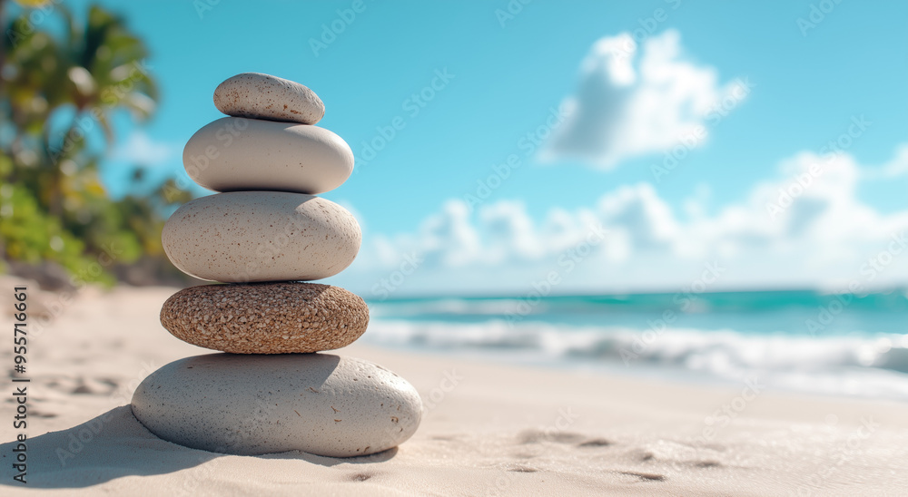 Balanced Stone Tower Sand Beach and Sea Background - Space for Text
Balanced Stone Tower Sand Beach and Sea Background - Space for Text