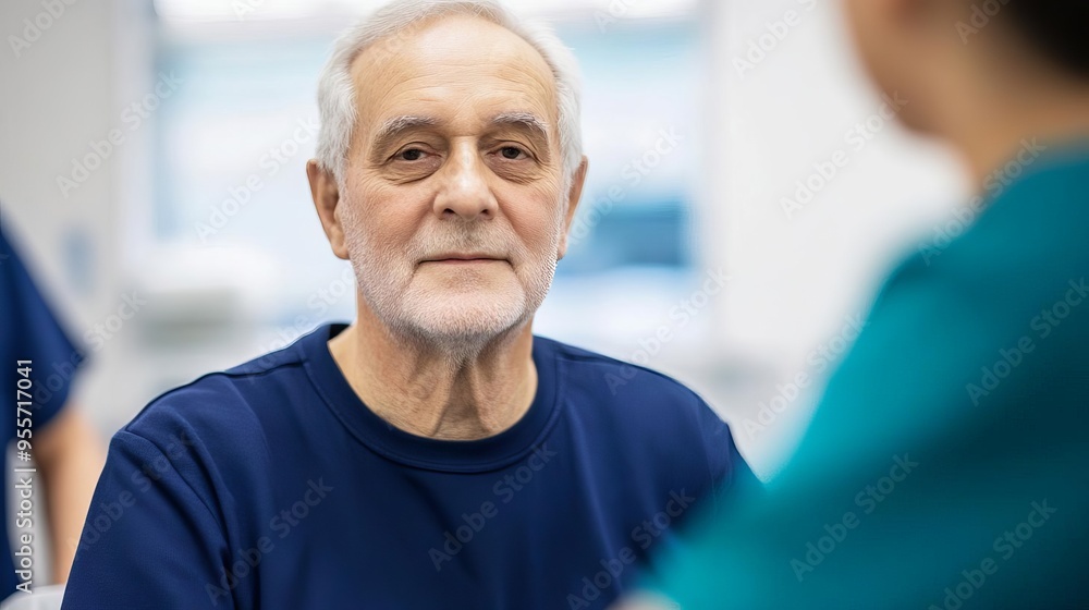 Elderly man with a caregiver during a physical therapy session, organized and attentive care Elderly man with a caregiver during a physical therapy session, organized and attentive care