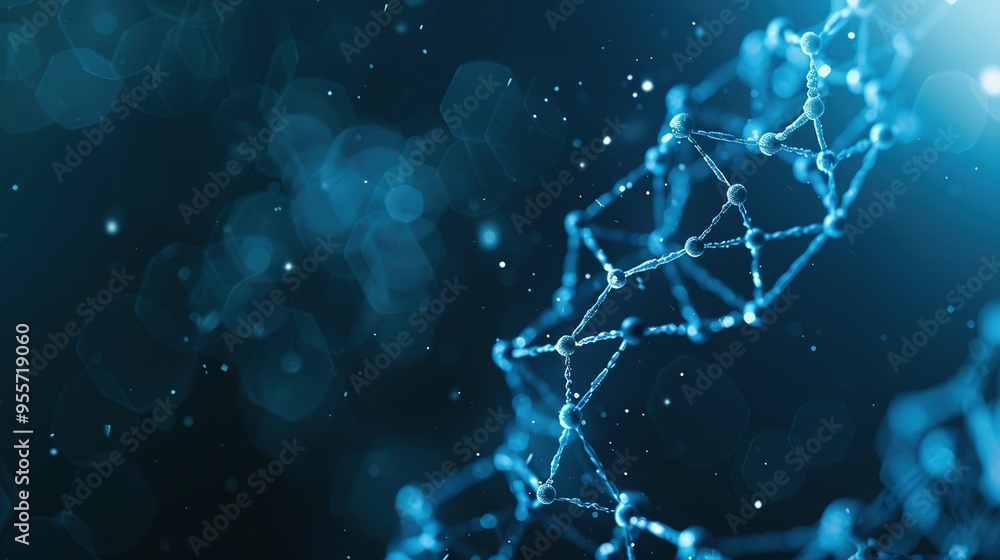 Abstract Blue Molecular Structure with Glowing Particles Abstract Blue Molecular Structure with Glowing Particles