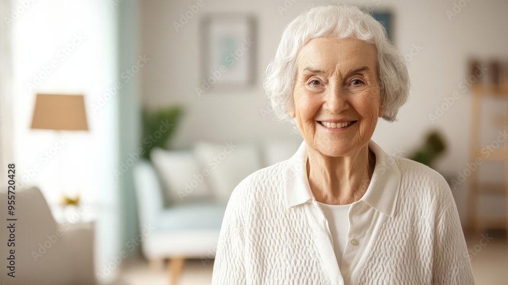 Senior woman receiving help with her daily tasks from a caregiver, bright and supportive setting