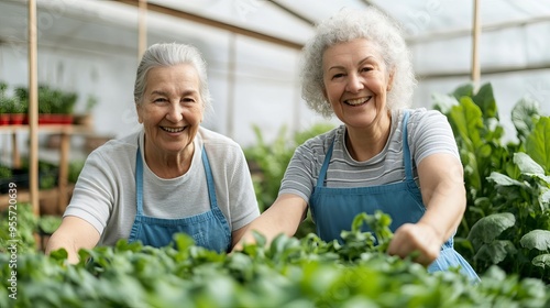 Wallpaper Mural Senior woman with a caregiver during a gardening activity, therapeutic and peaceful, bright setting Torontodigital.ca