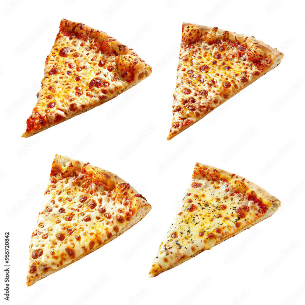 Cheese Pizza Slices Set on Transparent Background Cheese Pizza Slices Set on Transparent Background