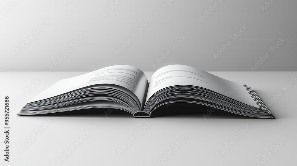 sleek magazine mockup floating against pure white background multiple blank pages fanned out to showcase layout possibilities clean professional presentation for branding and editorial design sleek magazine mockup floating against pure white background multiple blank pages fanned out to showcase layout possibilities clean professional presentation for branding and editorial design