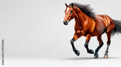 A majestic horse running gracefully, showcasing its strength and beauty in motion against a clean background.