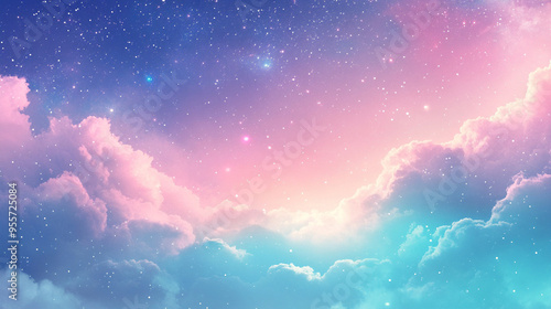 A Beautiful Dreamy Sky with Clouds in Hues of Pink and Blue