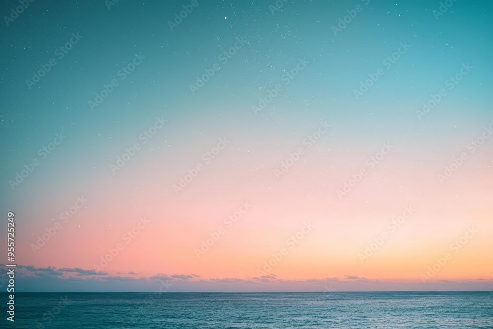Obraz premium Twilight Sky Stars Soft Colors Gradient Subtle Star Appearance. Day Night Transition.