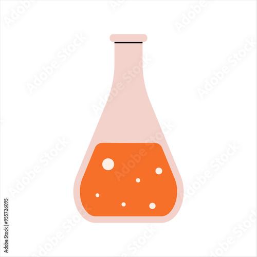Chemical flask with liquid. Vector illustration for scientific, educational, and laboratory-themed designs