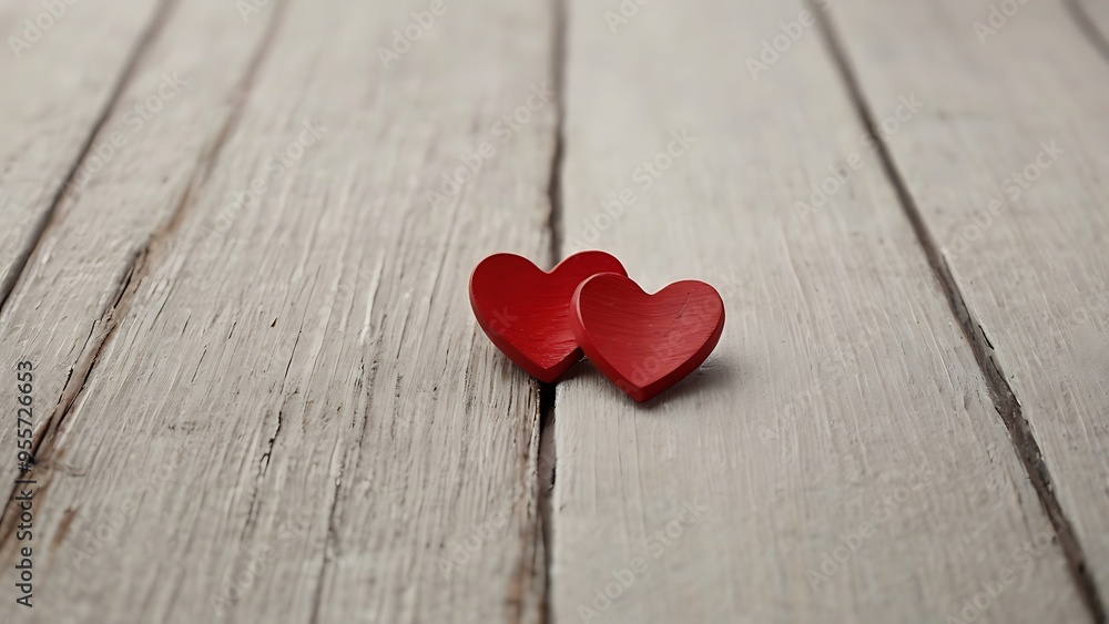 Two wooden heart next to each others on a wooden desk Two wooden heart next to each others on a wooden desk