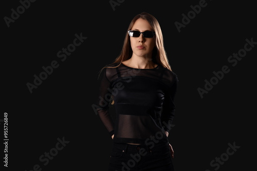 Young woman in sunglasses o...