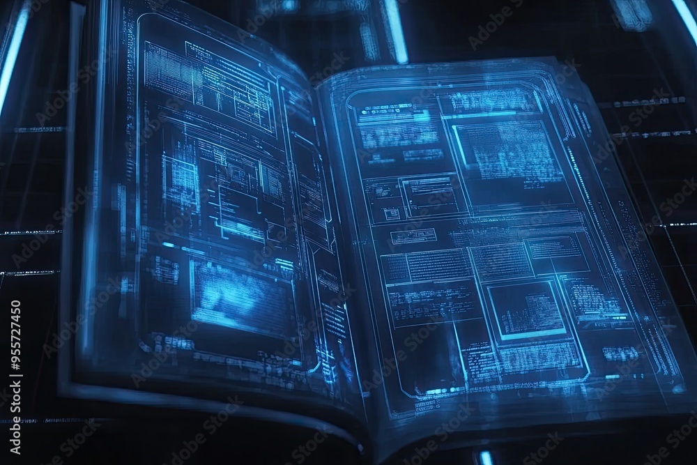 Obraz premium Futuristic Technology Book: Innovations and Emerging Trends Explained