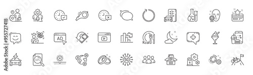 Video content, Mountain bike and 5g technology line icons. Pack of Search file, Cashback, Group icon. Face verified, Charging station, Difficult stress pictogram. Loop, Ad, Video conference. Vector
