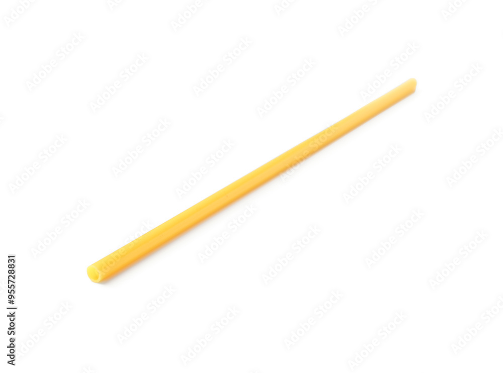 Yellow plastic straw on white background Yellow plastic straw on white background
