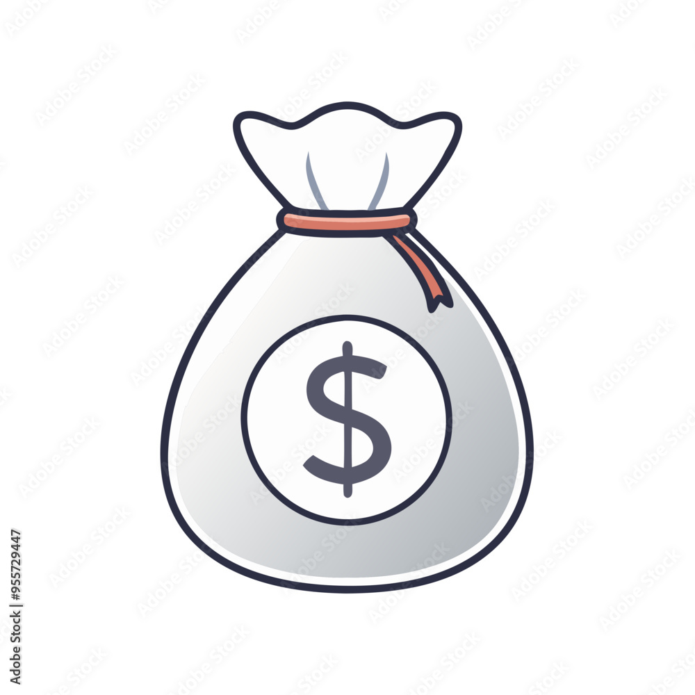 A gray money bag icon, representing wealth, earnings, and financial resources A gray money bag icon, representing wealth, earnings, and financial resources