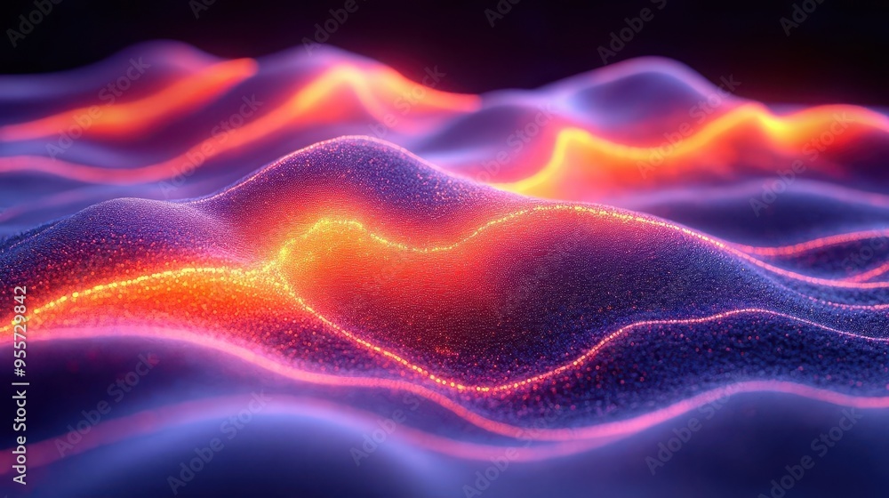 vibrant 3d topographic map swirling contours in neon colors holographic ...