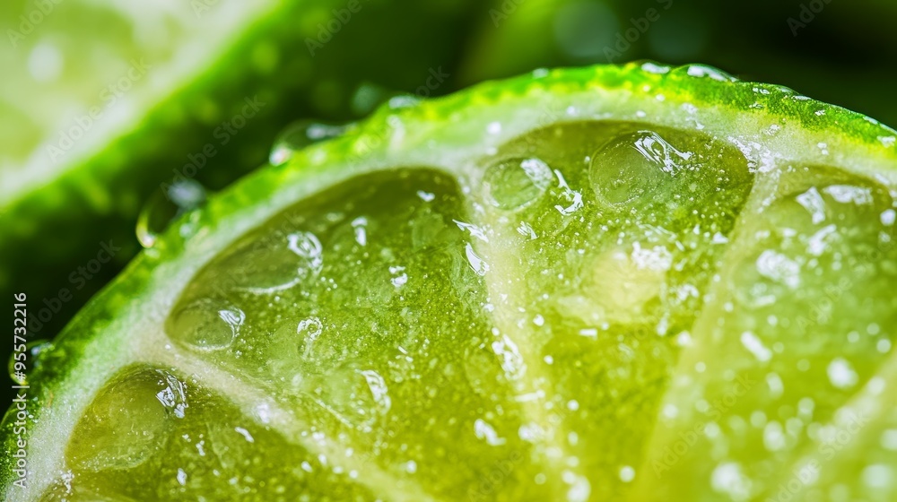 Green lime slice. Macro fruit photo Green lime slice. Macro fruit photo