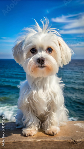 puppy on the beachdog, animal, pet, puppy, cute, maltese, white, canine, shih tzu, domestic, portrait, pets, studio, mammal, isolated, adorable, small, fur, breed, white background, sitting, shih, tzu photo