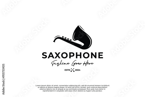 Saxophone logo design. Country music logo with saxophone icon logo