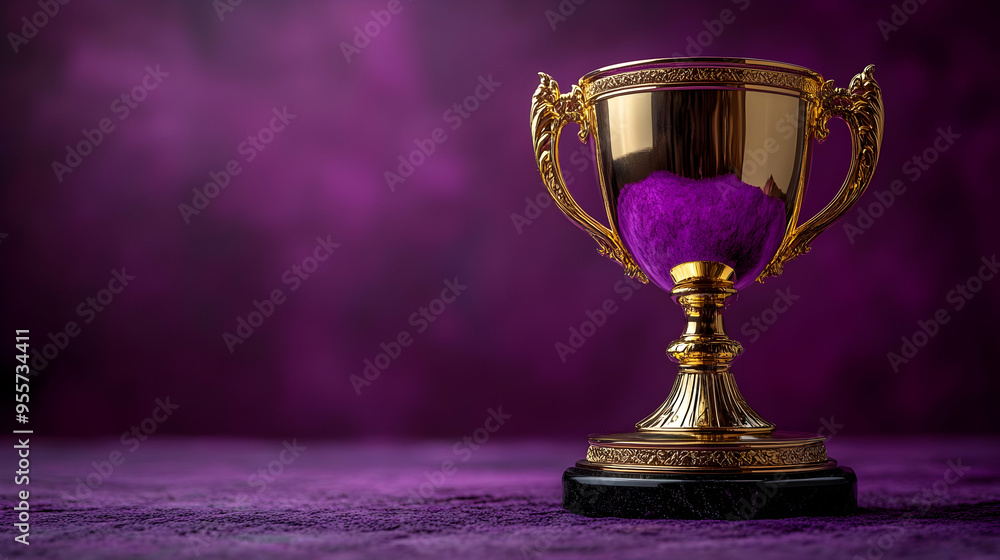 A golden trophy on a purple background, symbolizing achievement. A golden trophy on a purple background, symbolizing achievement.