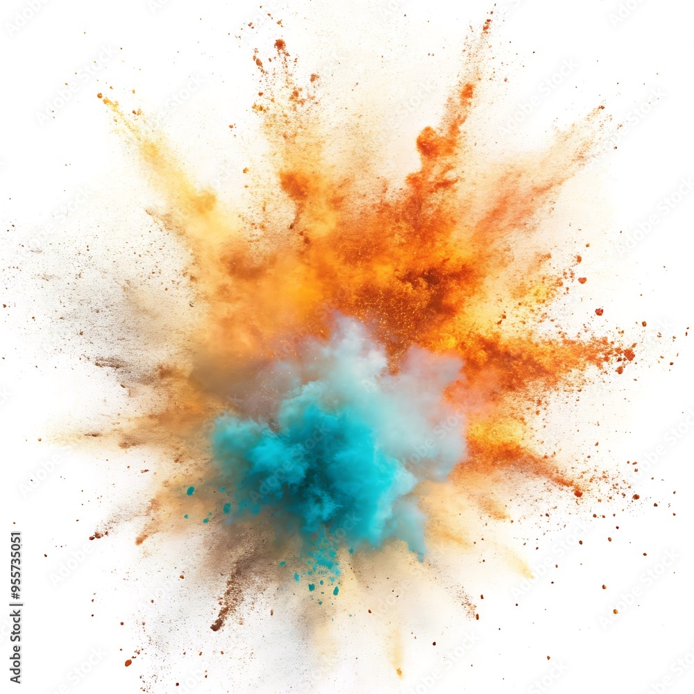 Mix powder explosion on white background Mix powder explosion on white background