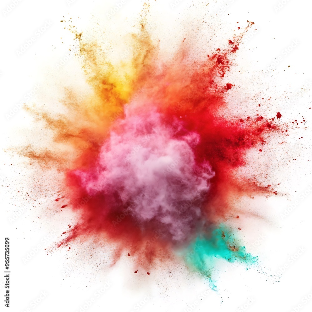 Mix powder explosion on white background Mix powder explosion on white background