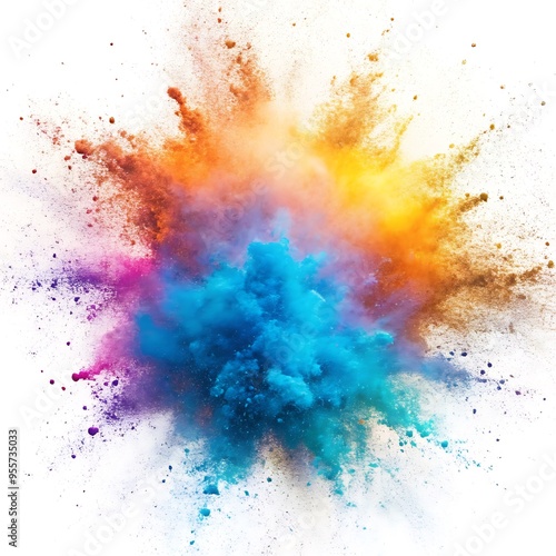 Mix powder explosion on white background