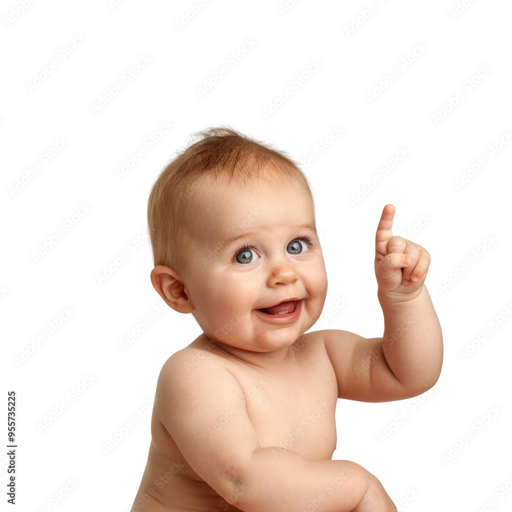 Lovey baby pointing to choose and press transparent background Lovey baby pointing to choose and press transparent background