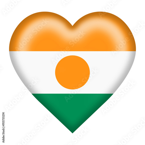 Free Download Niger flag heart button with clipping path - GFXLoad