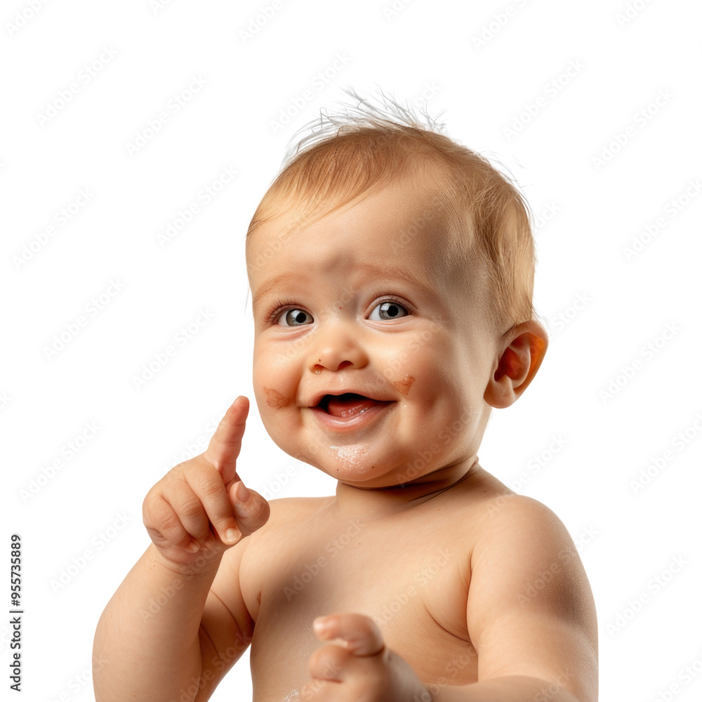 Lovey baby pointing to choose and press transparent background Lovey baby pointing to choose and press transparent background