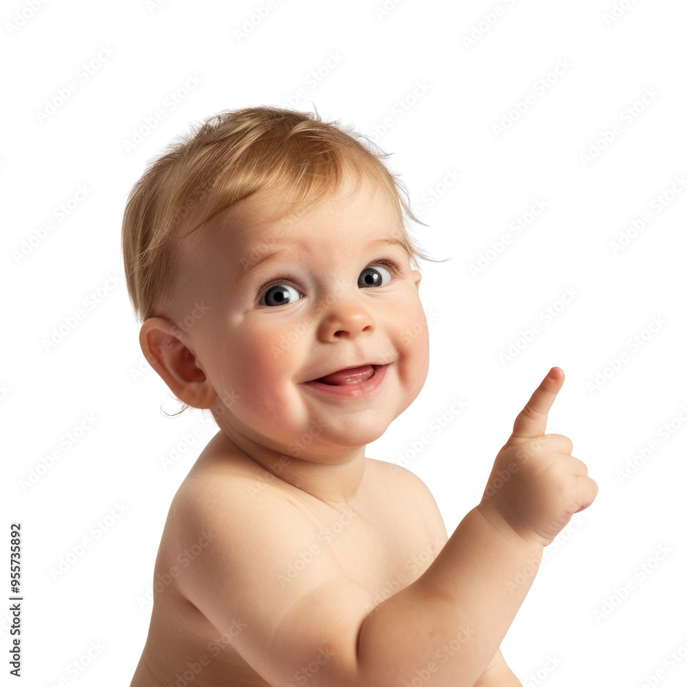 Lovey baby pointing to choose and press transparent background Lovey baby pointing to choose and press transparent background