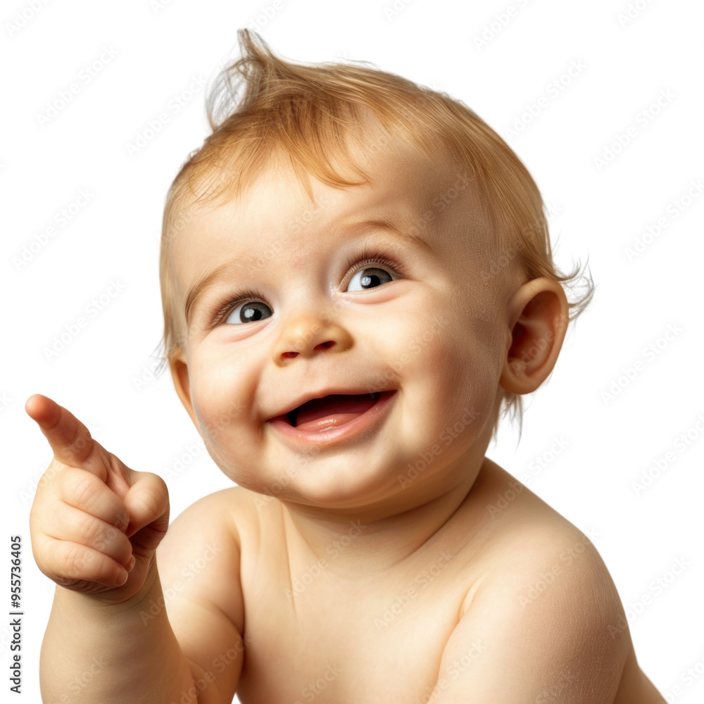 Lovey baby pointing to choose and press transparent background Lovey baby pointing to choose and press transparent background