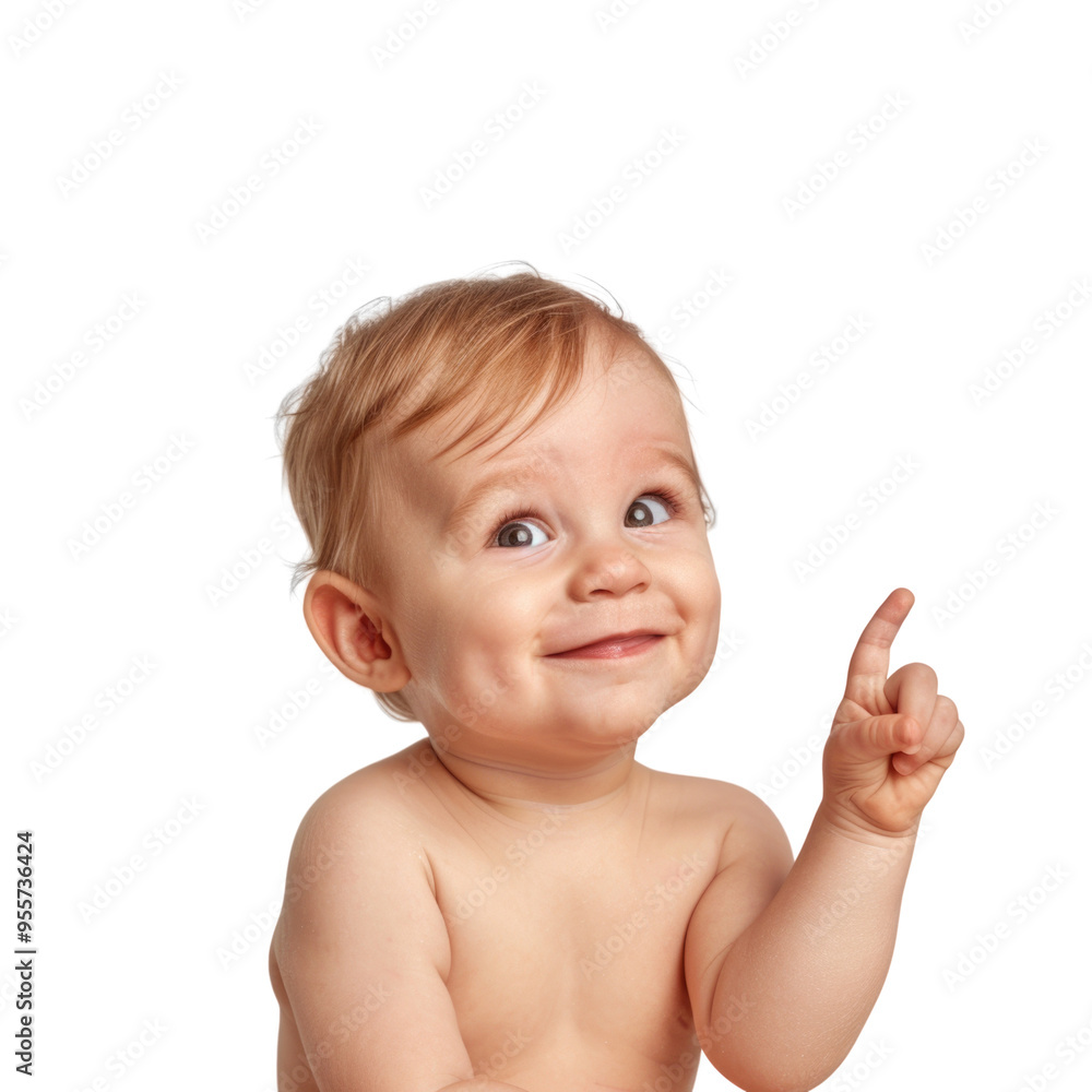 Lovey baby pointing to choose and press transparent background Lovey baby pointing to choose and press transparent background
