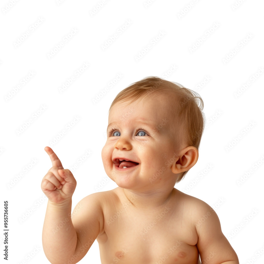 Lovey baby pointing to choose and press transparent background Lovey baby pointing to choose and press transparent background
