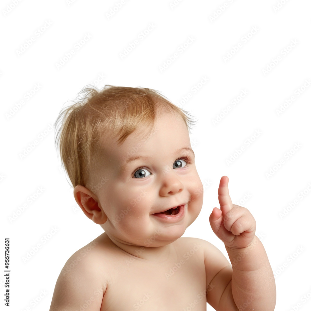 Lovey baby pointing to choose and press transparent background Lovey baby pointing to choose and press transparent background
